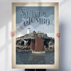 St Ives Travel Print - Aged effect Cornwall Poster  St Ives Wall Art - Special Gift- Travel prints