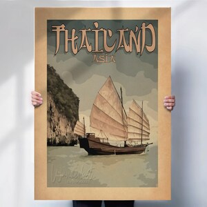 Thailand Travel Poster - Asia vintage style Print - Travel prints