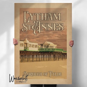 Lytham St Annes Reisedruck - Reisewandkunst im Vintage-Stil - Besonderer Ort Geschenk-Reisedrucke
