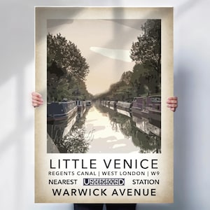 Little Venice Travel print - West London - Underground travel poster  - aged style wall art