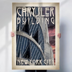 The Chrysler Building Art Deco Travel Print - New York City aged Poster- Travel prints