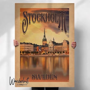 Stockholm Vintage Travel Poster - Sweden Scandinavia Print - Unique Gift- Travel prints