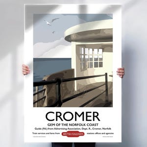 Cromer, Norfolk Travel Poster:  Railway Retro Print