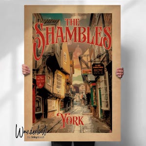 The Shambles Print: Vintage North Yorkshire Travel Poster
