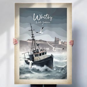 Whitby travel Print - aged style North Yorkshire Poster - print or canvas option