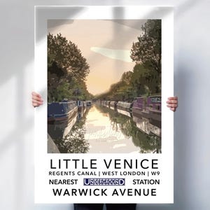 Little Venice Travel print - West London - Underground travel poster  - retro style wall art
