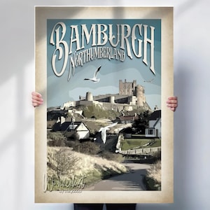 Bamburgh Castle Travel Poster: Northumberland Art Print
