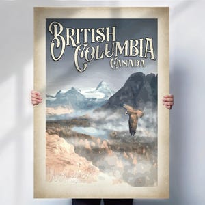 Canada Travel Art Print - Retro aged style British Columbia Poster - Special Gift for Canada Lovers- Travel prints
