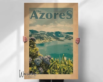 Azores Vintage Travel Poster - Retro Portugal Wall Art