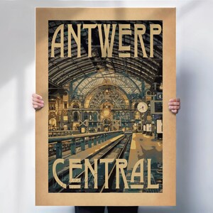 Antwerp Central Print: Vintage Belgium Train Station Art