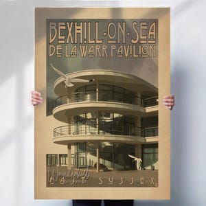 Bexhill-on-Sea, De La Warr Pavilion vintage style travel art print - East Sussex Wall Art Poster- Travel prints