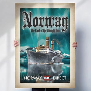 Norway Poster - Travel Print for Norwegian Souvenirs and Gifts- aged Travel prints