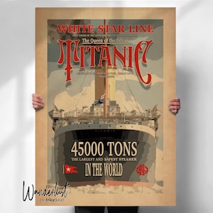 Vintage Titanic Print - Retro Travel Poster Art for Wall Decor - White Star Line Memorabilia- Travel prints