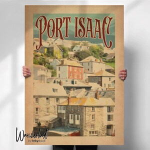 Port Isaac Vintage Reiseplakat - Cornwall Wandkunst - Besonderer Ort Geschenk - Reisedrucke