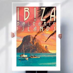Ibiza Travel Print - Retro Style Poster for Spain - Premium Quality and Design- Travel prints