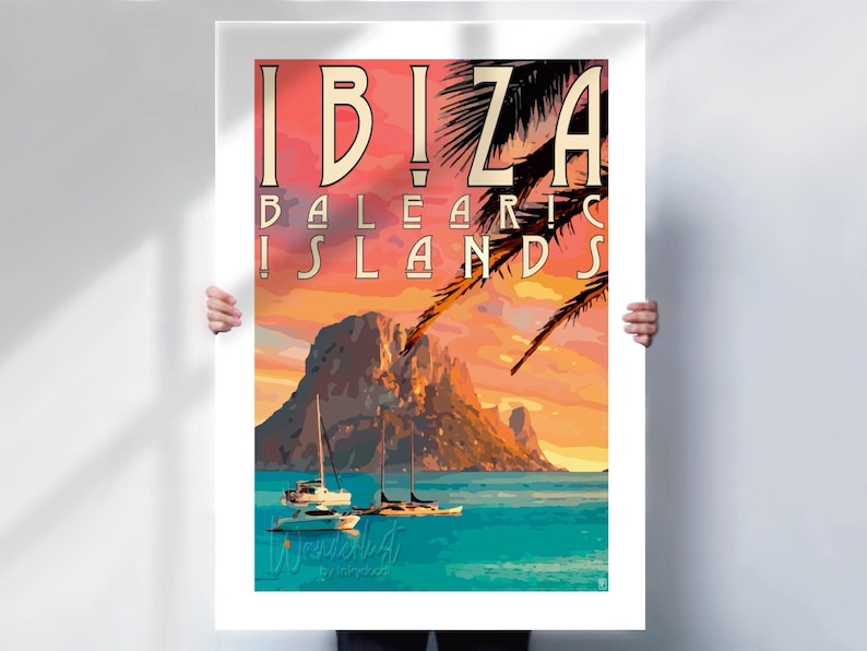 Ibiza Travel Print - Retro Style Poster for Spain - Premium Quality and Design- Travel prints