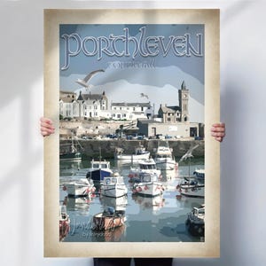 Porthleven Travel Poster: Cornwall Vintage Style (Coastal Wall Art)