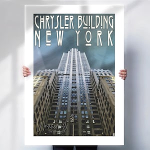 The Chrysler Building Art Deco Travel Print - New York City Retro Poster- Travel prints