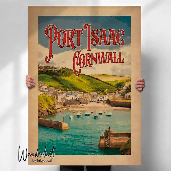 Cornwall Poster - Port Isaac Print Travel Wall Art Unique Gift- Travel prints