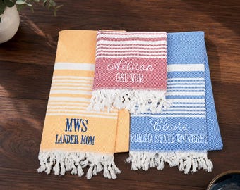Bachelorette Party Favors, Personalized Turkish Towel, Striped Towel, Turkish Cotton Towel