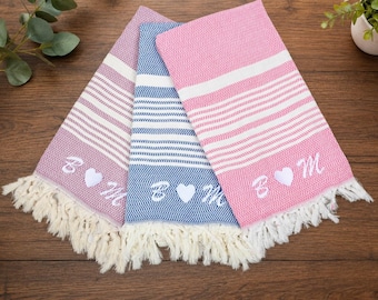 Bachelorette Party Favors, Personalized Turkish Towel, Striped Towel, Turkish Cotton Towel, Home Decor Gifts, Grandma Gift,