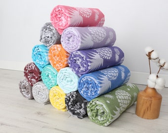 Personalized Turkish Cotton Beach Towel, Pineapple Design, Bridesmaid Gift (36x71 Inches)