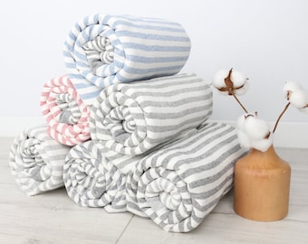 Striped Turkish Cotton Beach Towel, 40x67 Inches, Bridesmaid Gift