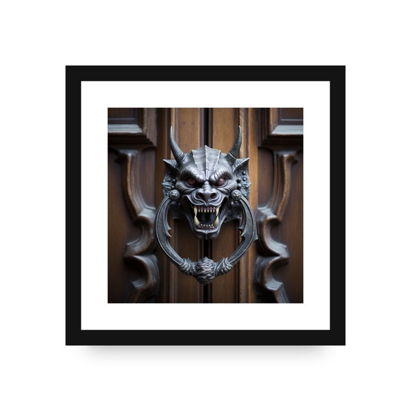 Vintage Image of Gargoyle Brass Door Knocker Digital Download Beautiful Old Brass Door Knocker Collection Wall Deco Photography