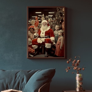Vintage Santa Claus Digital Download, Santa with Children, Holiday Visit with Santa