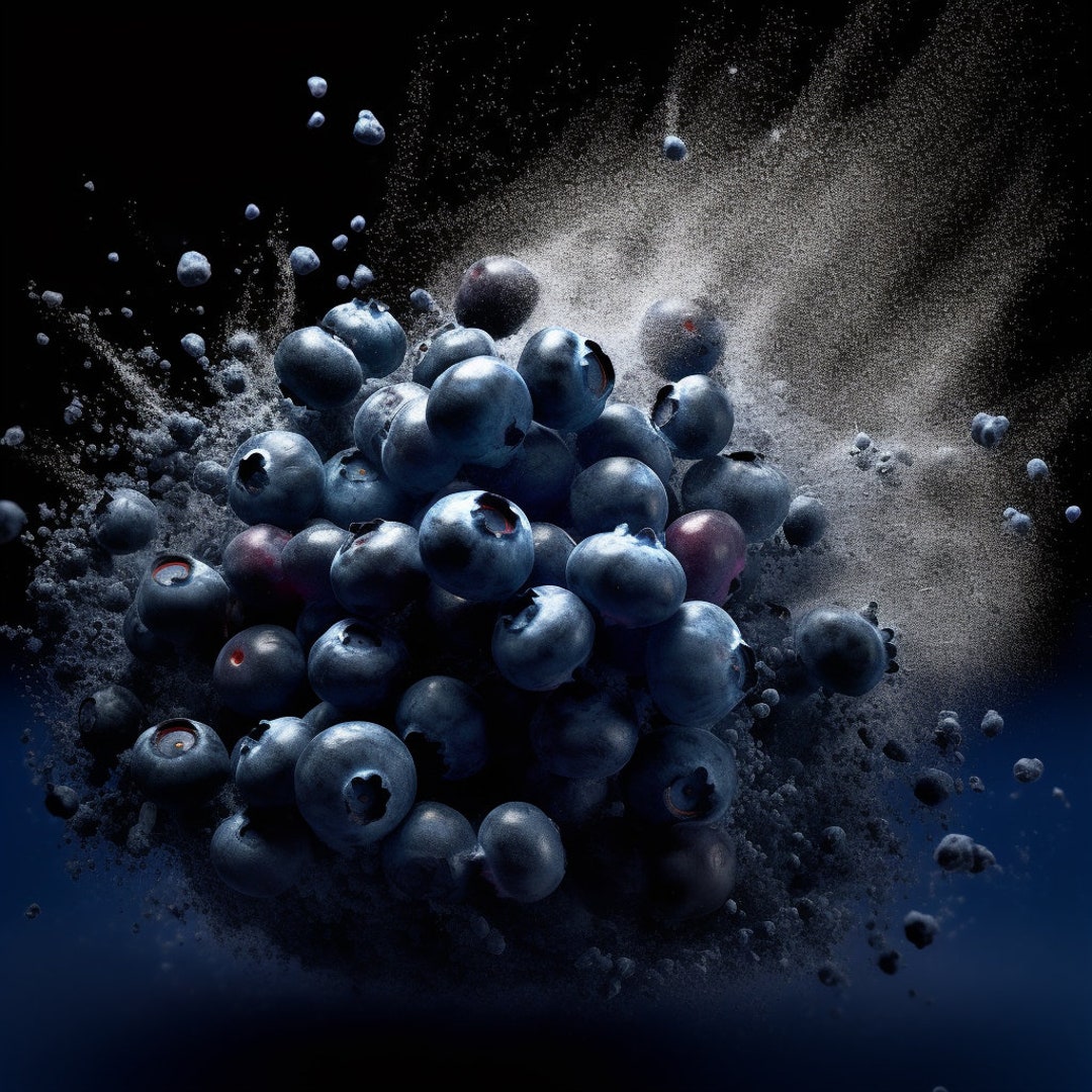 Exploding Blueberry Blueberry Burst Photograph, Vibrant Kitchen Wall Decor (digital ...