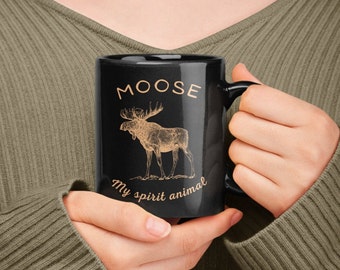 Moose Spirit Animal Mug, Wildlife Mug, Nature Lover Gift, Moose Lover Mug, Moose Graphic Mug, Moose Print Mug, Moose Lover, Moose Mug, Moose