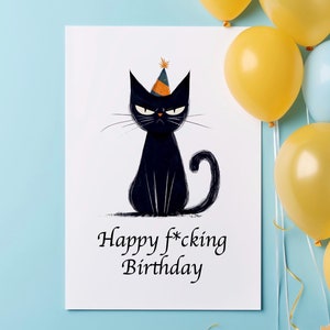 Grumpy Cat Geburtstagskarte – Lustige Karte mit Katze & schwarzem Humor – Sarkastische Geburtstagskarte für Kollegen, Freunde u. Katzenfans