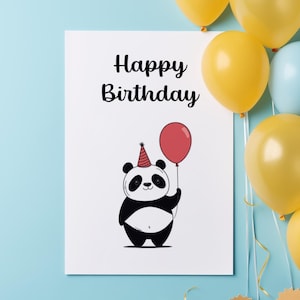 Panda Geburtstagskarte – Niedliche Tierkarte mit Ballon – Perfekt für Kindergeburtstag, Freunde & Tierliebhaber – A6 Klappkarte
