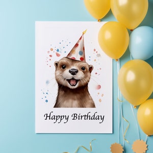 Otter Geburtstagskarte - Süße handgefertigte Grußkarte für Otter-Fans