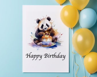 Panda Geburtstagskarte - Einzigartige Glückwunschkarte - Für Tierliebhaber und Panda-Fans - Handgefertigt