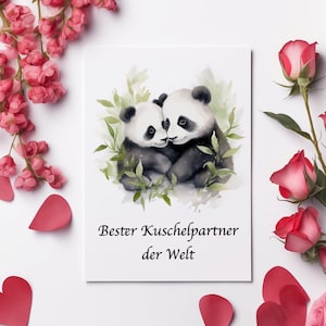 Einzigartige Panda-Karte - Bester Kuschelpartner der Welt - Die perfekte Karte zum Valentinstag