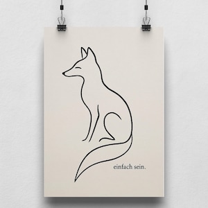 Afiche de Fox “simplemente sé”. – Arte mural minimalista para la paz interior y la atención plena – Escandinavo, moderno, consciente, elegante