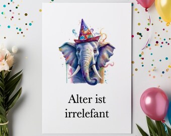 Funny Birthday Card - Age is Irrelefant - Unique and Original - Gift for Her & Him