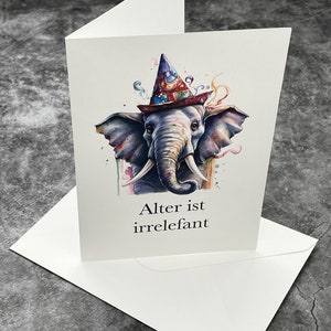 Elegante und spielerische Elefant Geburtstagskarte, einzigartiges Design für Sammler.