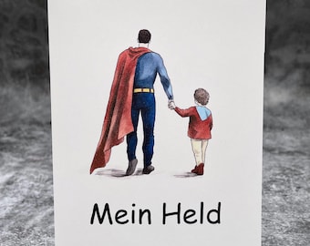 Digitale Grußkarte "Mein Held" | Vatertag Karte | Sofort-Download | Ausdruckbare Karte | Persönliches Geschenk