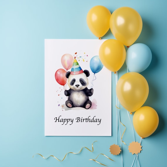 Panda-Geburtstagskarte - Handgefertigt und Einzigartig - Happy Birthday für Panda-Liebhaber - Kindergeburtstag