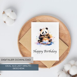Carte d'anniversaire Panda numérique à imprimer | Jolie carte de voeux | Cadeau pour les fans de panda | téléchargement instantané