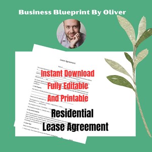 Residential Lease Agreement, SecureRentalTerms, Editable , Printable,