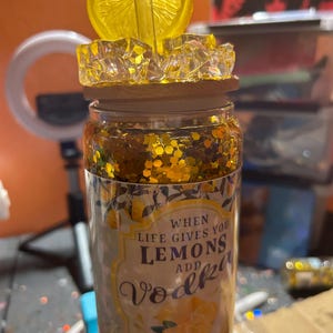 When life gives you lemons snow globe glass can Libby cup