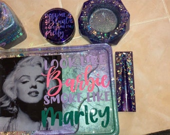 Handmade 5 piece rolling tray set