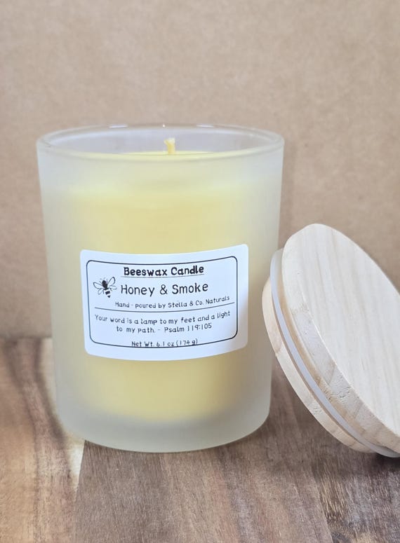 Essential Oil Beeswax Candle: Hand-Poured, Clean Burning, 7oz