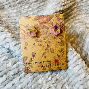 Resin Earrings Pressed Flowers Studs