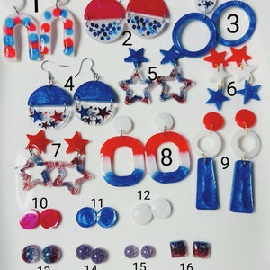 Fourth of July Earrings, Independence day earrings, red white and blue earrings, Patriotic earrings