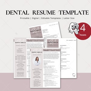 Dental Resume template | Editable Cover Letter | Reference List |  General Dentist Resume template | Bundle