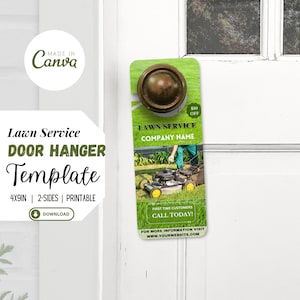 Lawn Service Door Hanger Front & Back Template, Lawn Mowing Marketing, Lawn Service Flyer, Customize Door Hanger, Lawn Mowing Door Flyer